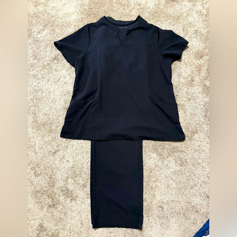 Mandala Black Scrub Top and Pants Set